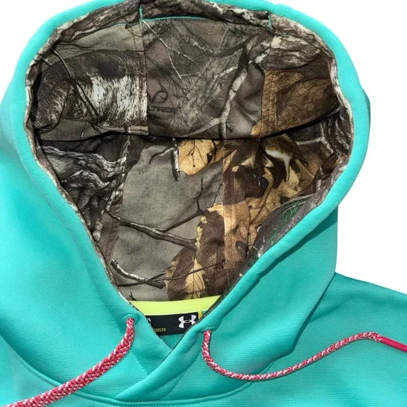 Under Armour Teal Hoodie LG Camo Lined Hood Sweatshirt Women’s Athleisure - Picture 5 of 7